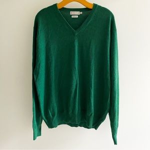 Peter Millar Green Merino Wool V-Neck Sweater | Size X-Large